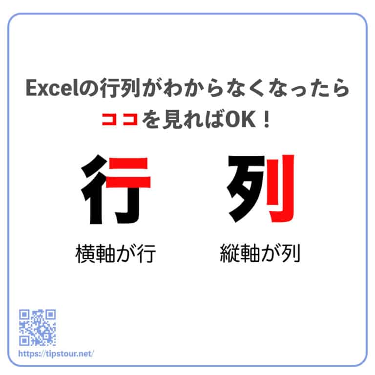 【Excel】「列と行」のどっちが「縦か横」かわからなくなった時の判別方法 | Tipstour - チップスツアー