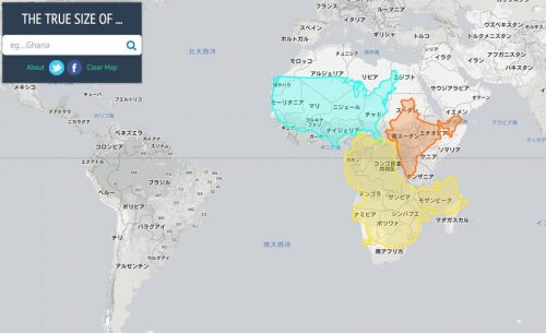 国土サイズを地図上で自由に比較できる「The True Size Of...」